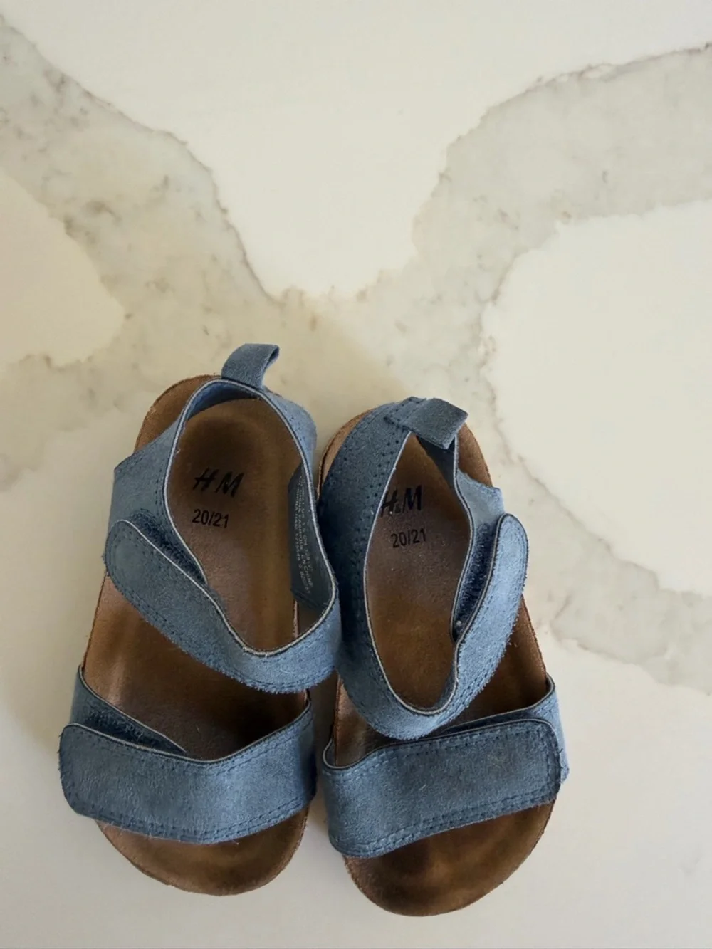 H&M Kids Blue Suede-Look Double Strap Sandals